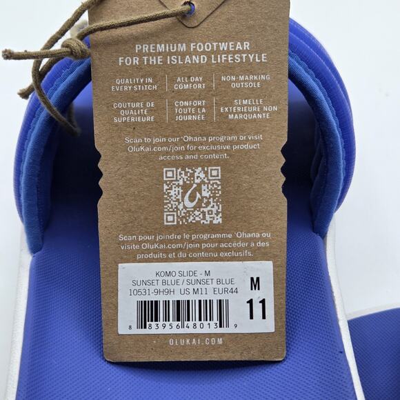 Olukai Men's Komo Slide Sandal Sunset Blue Size US 11 US/ EU 44 Premium Footwear - Picture 8 of 8